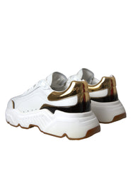 Dolce & Gabbana White Gold DAYMASTER Leather Sneakers Shoes -   -  Dolce & Gabbana.