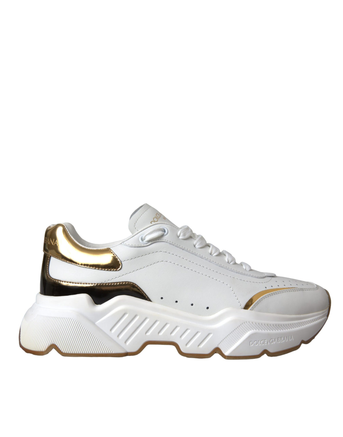 Dolce & Gabbana White Gold DAYMASTER Leather Sneakers Shoes -   -  Dolce & Gabbana.