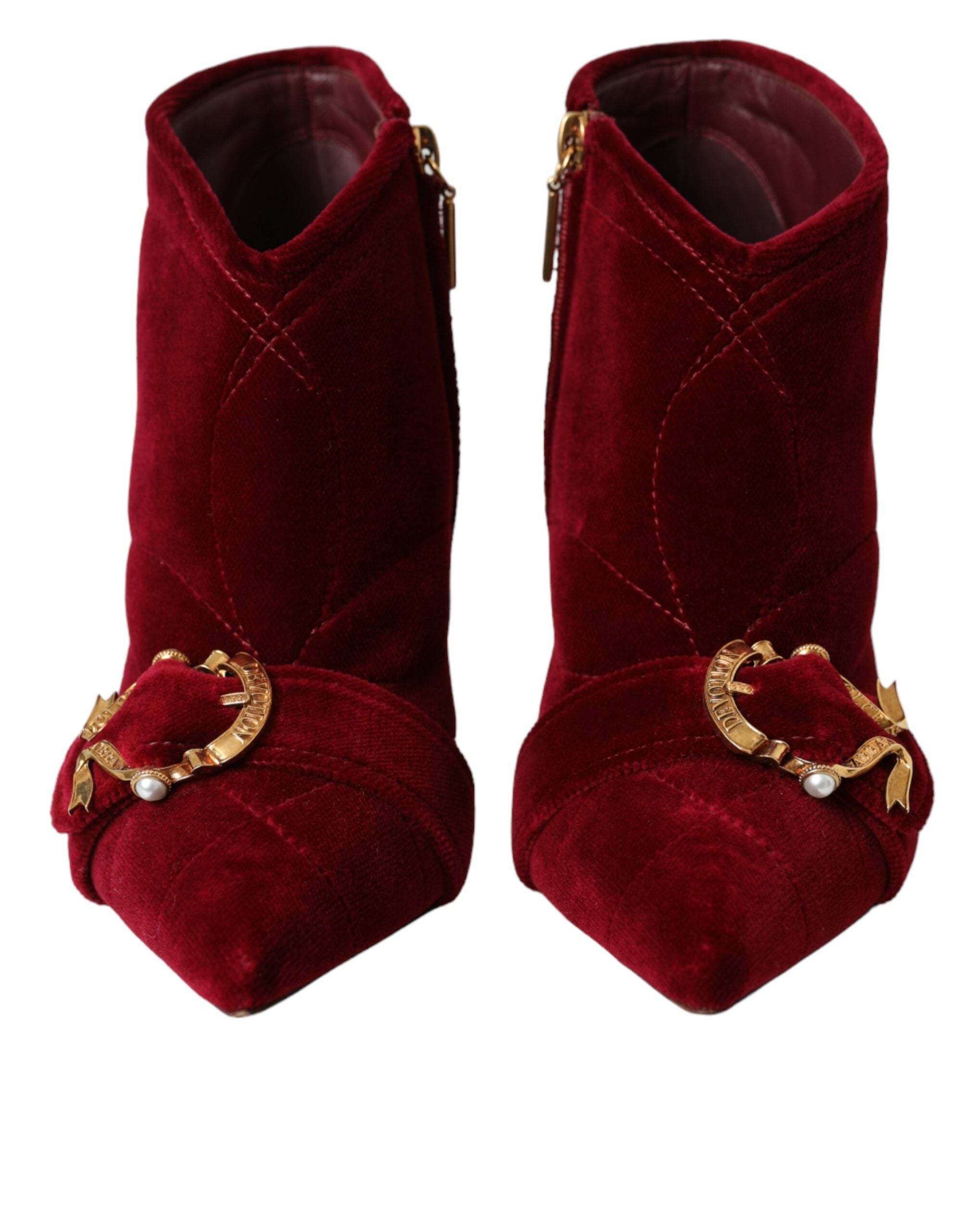 Dolce & Gabbana Dark Red Velvet Devotion Buckle Boots Shoes -   -  Dolce & Gabbana. Dolce & Gabbana Dark Red Velvet Devotion Buckle Boots Shoes -   -  Dolce & Gabbana.