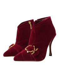 Dolce & Gabbana Dark Red Velvet Devotion Buckle Boots Shoes -   -  Dolce & Gabbana.