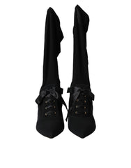 Dolce & Gabbana Black Stiletto Heels Mid Calf Boots Shoes -   -  Dolce & Gabbana.