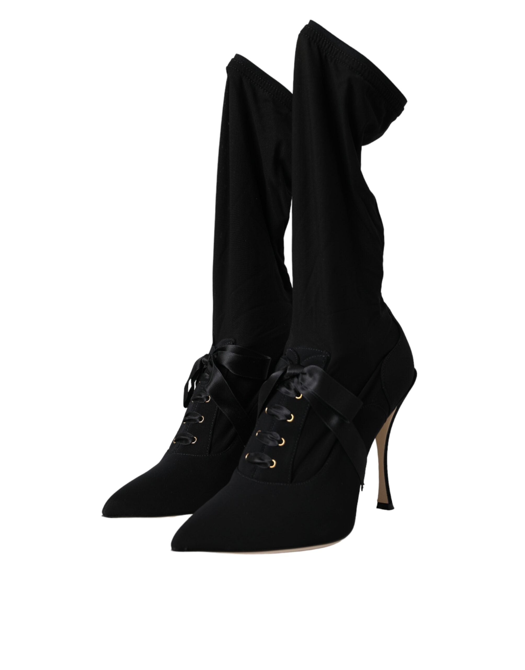 Dolce & Gabbana Black Stiletto Heels Mid Calf Boots Shoes -   -  Dolce & Gabbana. Dolce & Gabbana Black Stiletto Heels Mid Calf Boots Shoes -   -  Dolce & Gabbana.