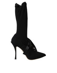 Dolce & Gabbana Black Stiletto Heels Mid Calf Boots Shoes -   -  Dolce & Gabbana.