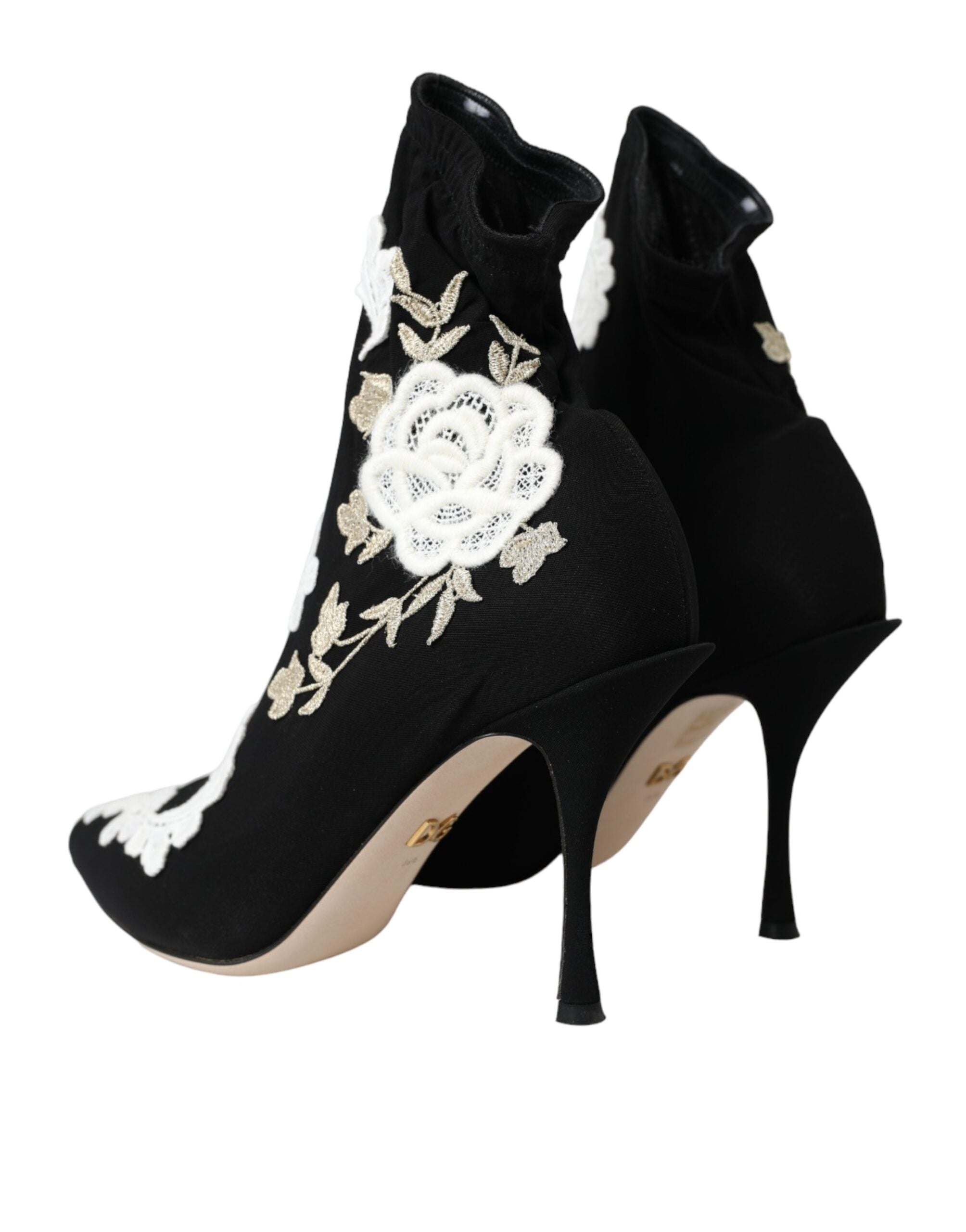 Dolce & Gabbana Black White Embroidery Slip On Boots Shoes -   -  Dolce & Gabbana. Dolce & Gabbana Black White Embroidery Slip On Boots Shoes -   -  Dolce & Gabbana.