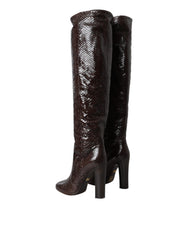 Dolce & Gabbana Brown Exotic Leather Heels High Boots Shoes -   -  Dolce & Gabbana.