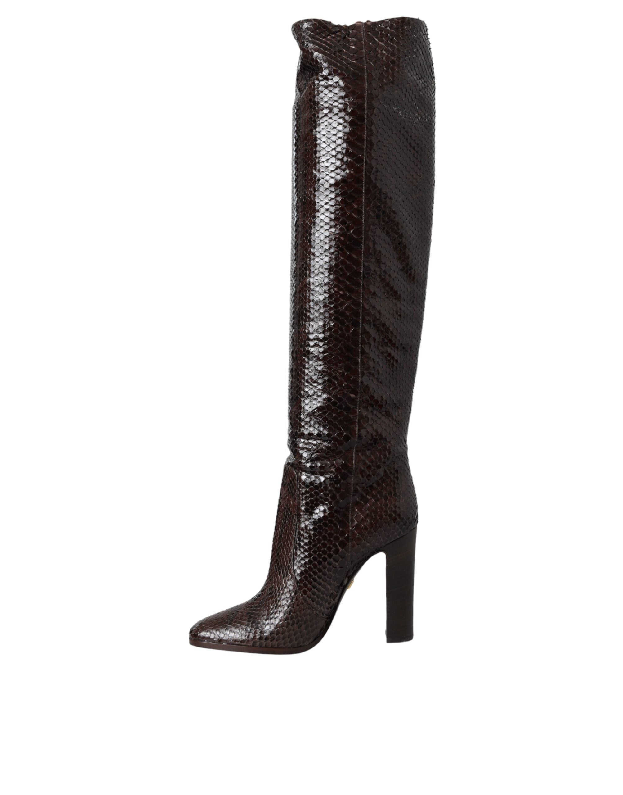 Dolce & Gabbana Brown Exotic Leather Heels High Boots Shoes -   -  Dolce & Gabbana. Dolce & Gabbana Brown Exotic Leather Heels High Boots Shoes -   -  Dolce & Gabbana.