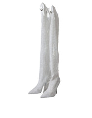 Dolce & Gabbana White Heels Stiletto Knee High Boots Shoes -   -  Dolce & Gabbana.