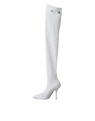 Dolce & Gabbana White Heels Stiletto Knee High Boots Shoes -   -  Dolce & Gabbana.