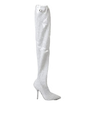 Dolce & Gabbana White Heels Stiletto Knee High Boots Shoes -   -  Dolce & Gabbana.