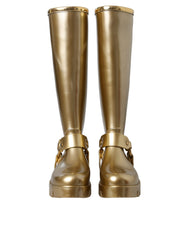 Dolce & Gabbana Metallic Gold Rubber PVC Rain Boots Shoes -   -  Dolce & Gabbana.