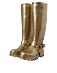 Dolce & Gabbana Metallic Gold Rubber PVC Rain Boots Shoes -   -  Dolce & Gabbana.