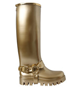 Dolce & Gabbana Metallic Gold Rubber PVC Rain Boots Shoes -   -  Dolce & Gabbana.
