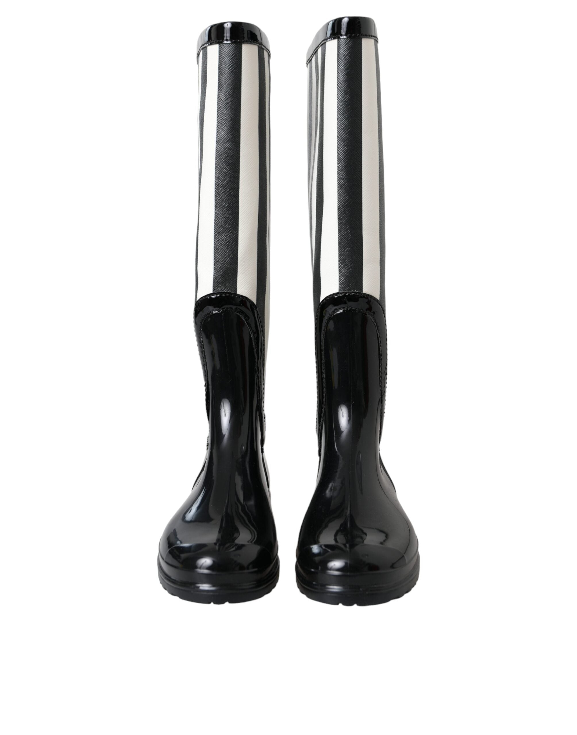 Dolce & Gabbana Black Rubber Knee High Flat Boots Shoes -   -  Dolce & Gabbana. Dolce & Gabbana Black Rubber Knee High Flat Boots Shoes -   -  Dolce & Gabbana.