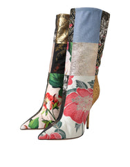 Dolce & Gabbana Multicolor Patchwork Print Heeled Boots Shoes -   -  Dolce & Gabbana.