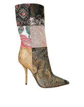 Dolce & Gabbana Multicolor Patchwork Print Heeled Boots Shoes -   -  Dolce & Gabbana.
