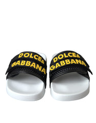 Dolce & Gabbana White Black Logo Beachwear Flats Sandals Shoes -   -  Dolce & Gabbana.