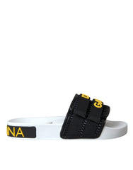 Dolce & Gabbana White Black Logo Beachwear Flats Sandals Shoes -   -  Dolce & Gabbana.