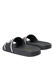 Dolce & Gabbana Black Leather I Love D&G Sandals Slides Shoes -   -  Dolce & Gabbana.