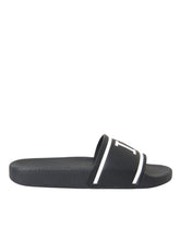 Dolce & Gabbana Black Leather I Love D&G Sandals Slides Shoes -   -  Dolce & Gabbana.