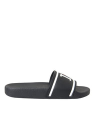 Dolce & Gabbana Black Leather I Love D&G Sandals Slides Shoes -   -  Dolce & Gabbana.