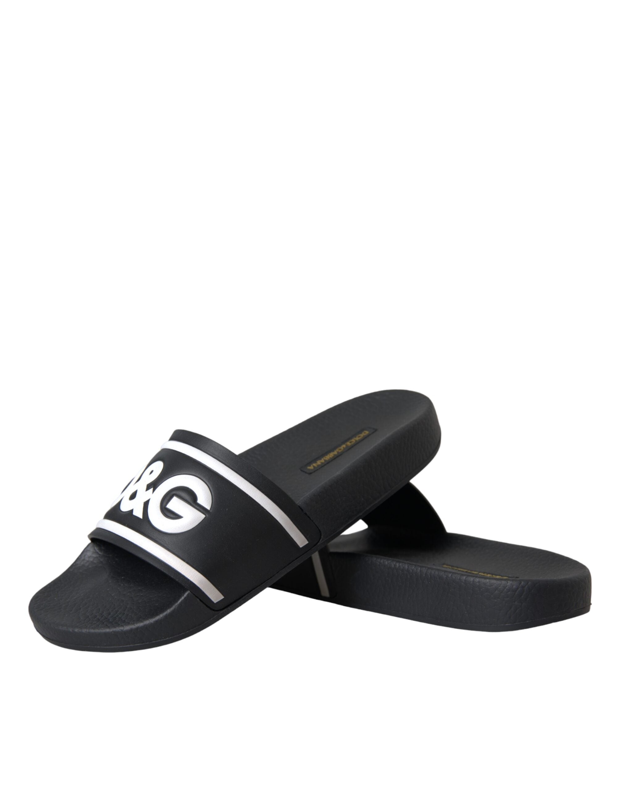 Dolce & Gabbana Black Leather I Love D&G Sandals Slides Shoes -   -  Dolce & Gabbana. Dolce & Gabbana Black Leather I Love D&G Sandals Slides Shoes -   -  Dolce & Gabbana.