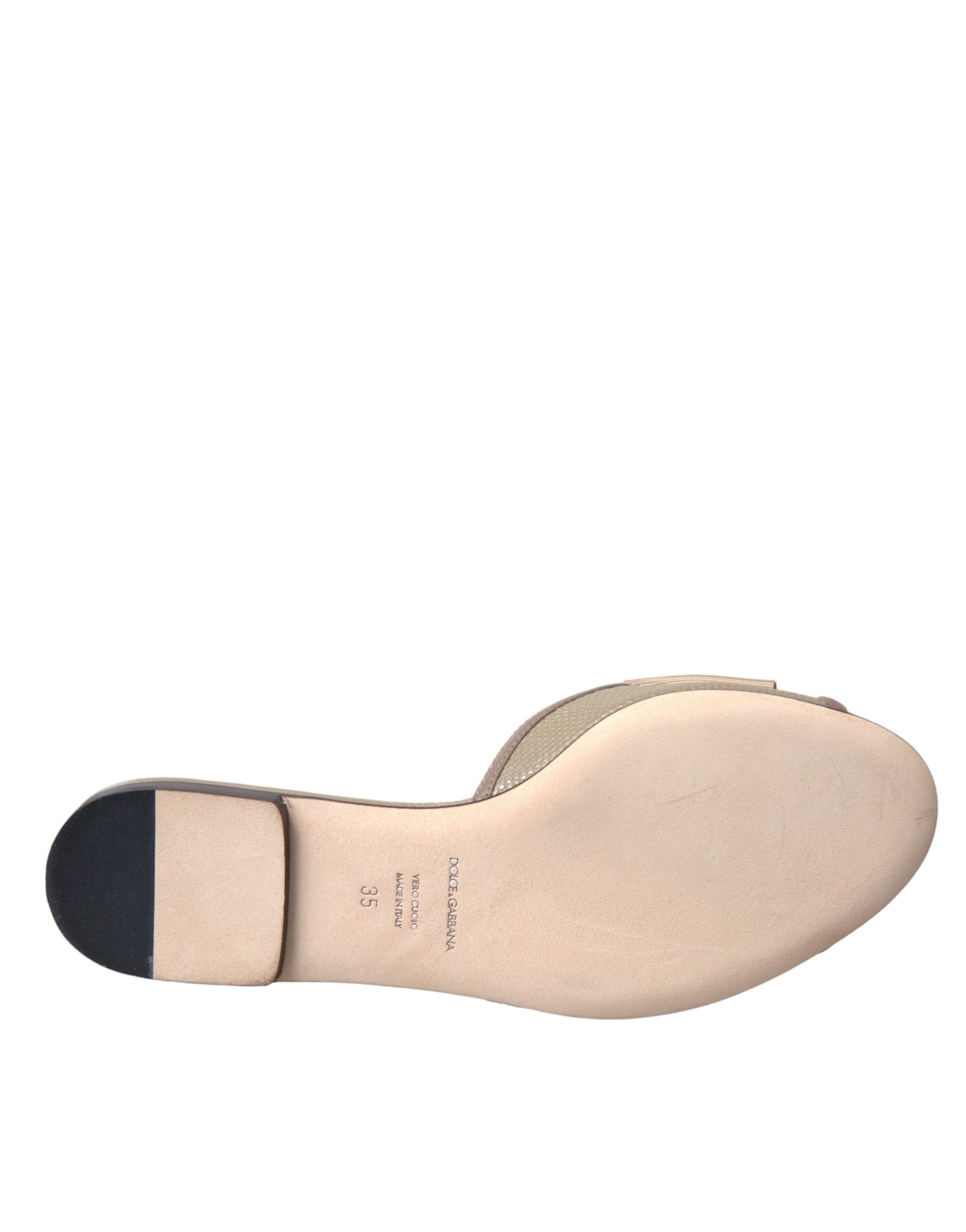 Dolce & Gabbana Beige Logo Pearl Flats Sandals Slides Shoes -   -  Dolce & Gabbana. Dolce & Gabbana Beige Logo Pearl Flats Sandals Slides Shoes -   -  Dolce & Gabbana.