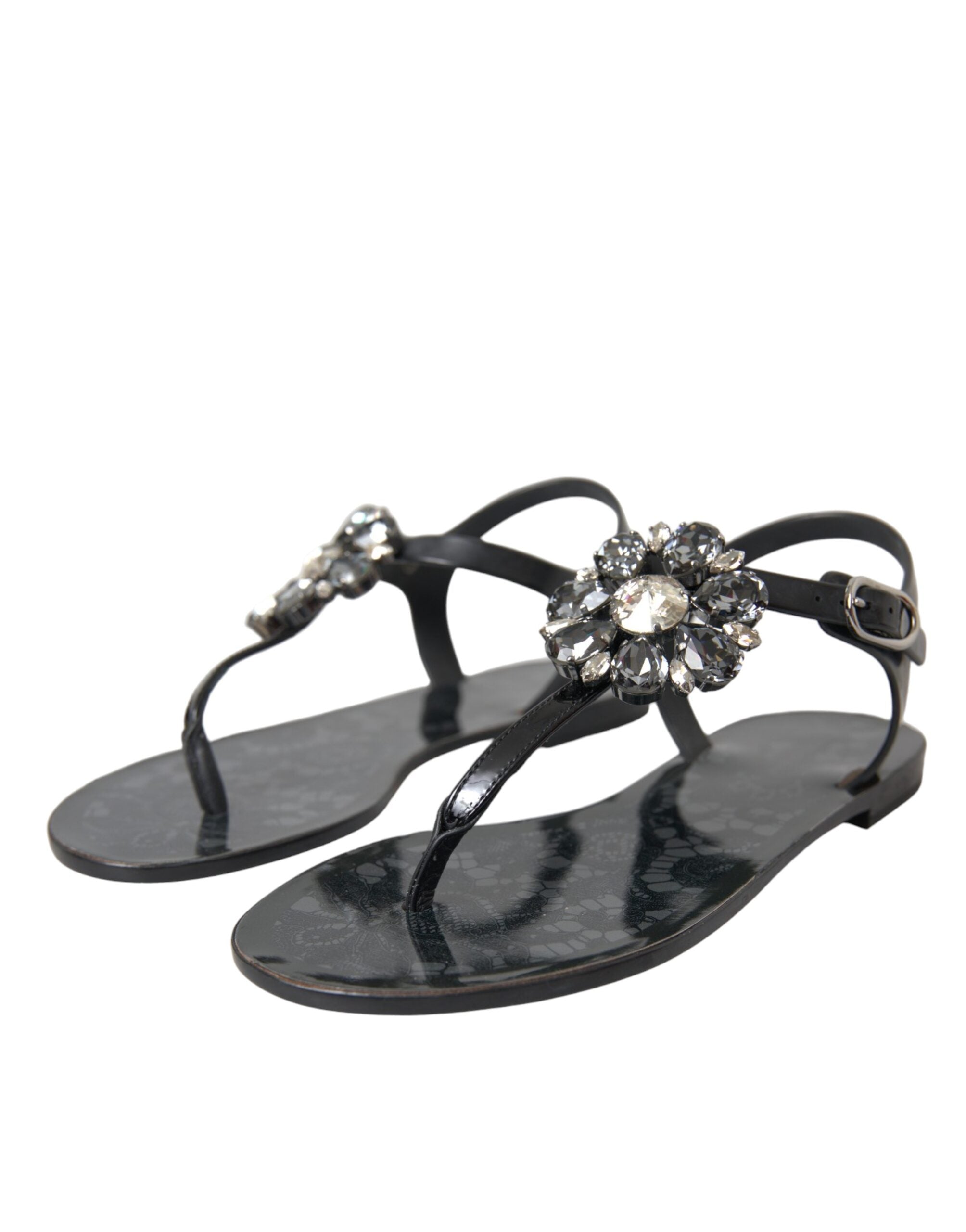 Dolce & Gabbana Black Crystal Flats Sandals Flip Flops Shoes -   -  Dolce & Gabbana. Dolce & Gabbana Black Crystal Flats Sandals Flip Flops Shoes -   -  Dolce & Gabbana.