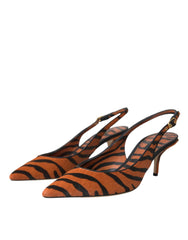 Dolce & Gabbana Black Orange Zebra Leather Slingbacks Shoes -   -  Dolce & Gabbana.