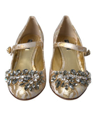 Dolce & Gabbana Gold Jacquard Crystal Mary Janes Pumps Shoes -   -  Dolce & Gabbana.