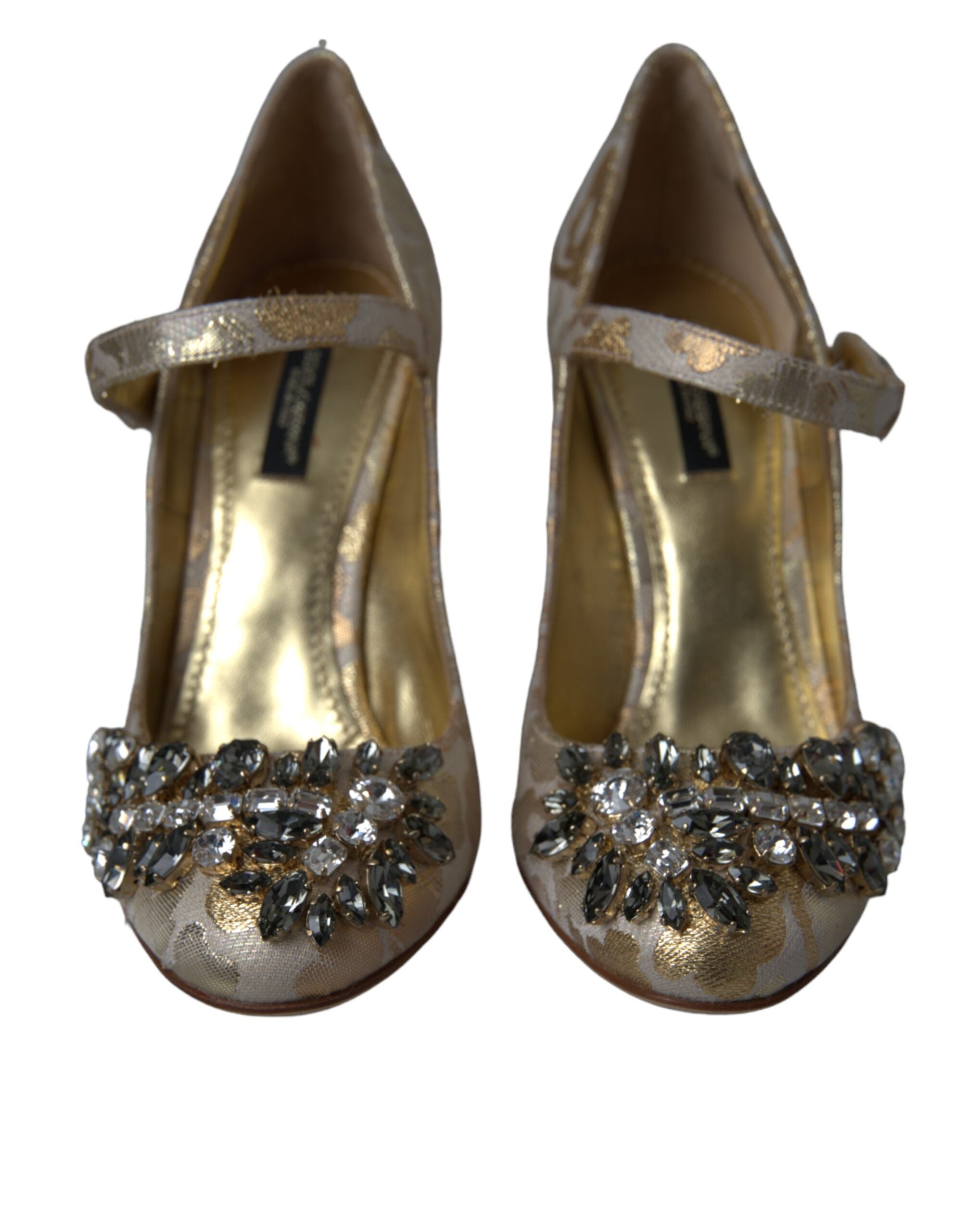 Dolce & Gabbana Gold Jacquard Crystal Mary Janes Pumps Shoes -   -  Dolce & Gabbana. Dolce & Gabbana Gold Jacquard Crystal Mary Janes Pumps Shoes -   -  Dolce & Gabbana.