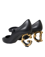 Dolce & Gabbana Black Leather Logo Heels Mary Janes Pumps Shoes -   -  Dolce & Gabbana.
