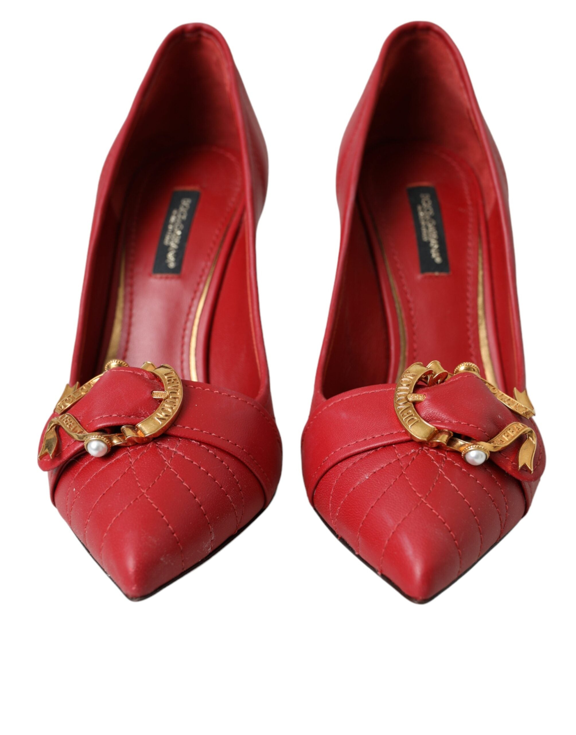 Dolce & Gabbana Red Devotion Leather Heels Pumps Shoes -   -  Dolce & Gabbana. Dolce & Gabbana Red Devotion Leather Heels Pumps Shoes -   -  Dolce & Gabbana.