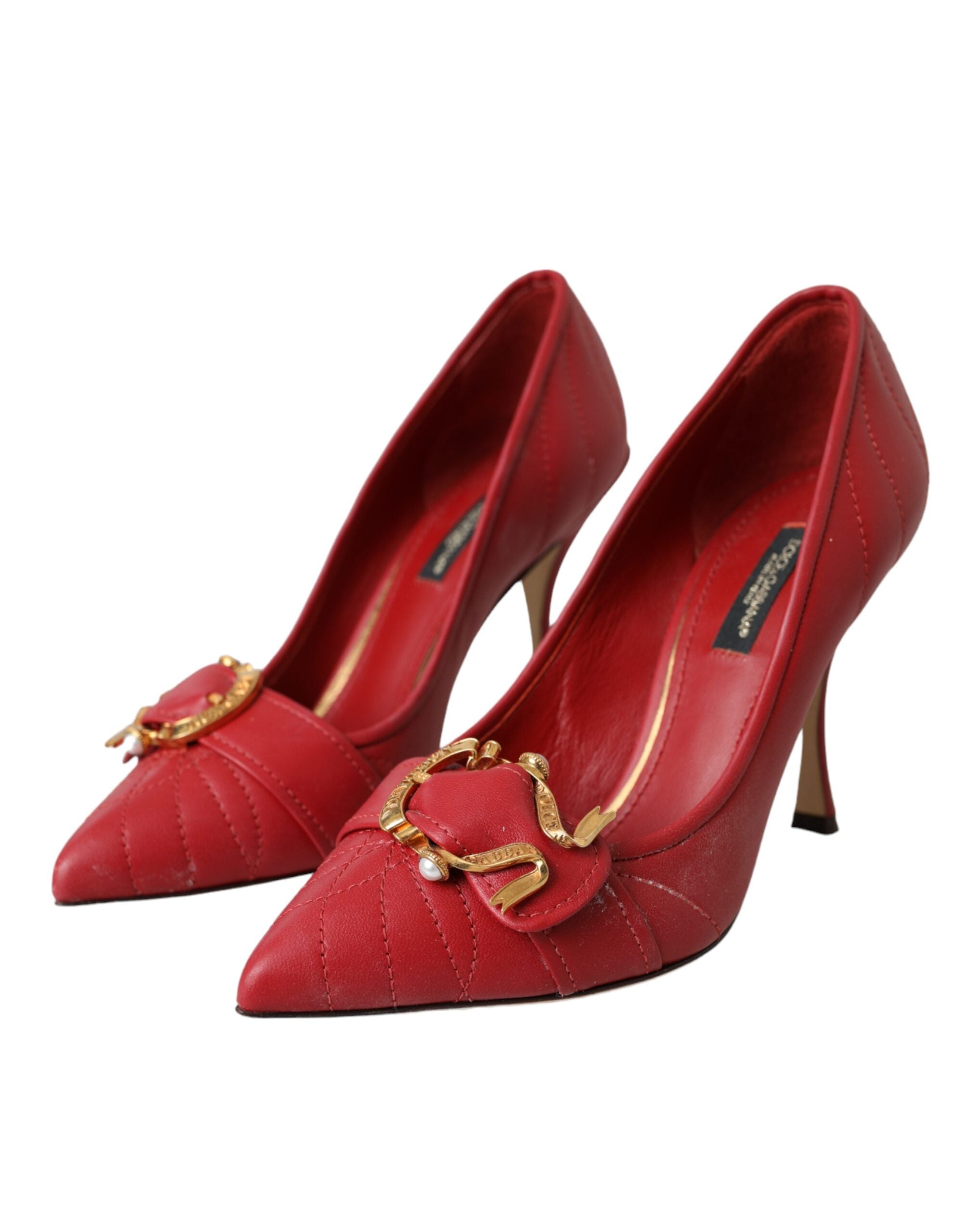 Dolce & Gabbana Red Devotion Leather Heels Pumps Shoes -   -  Dolce & Gabbana. Dolce & Gabbana Red Devotion Leather Heels Pumps Shoes -   -  Dolce & Gabbana.