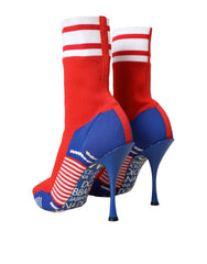 Dolce & Gabbana Red Blue Stretch Sock Style Ankle Boots Logo Shoes -   -  Dolce & Gabbana.