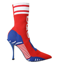 Dolce & Gabbana Red Blue Stretch Sock Style Ankle Boots Logo Shoes -   -  Dolce & Gabbana.