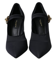 Dolce & Gabbana Black Mary Jane Jersey Crystal Pumps Shoes -   -  Dolce & Gabbana.