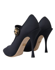Dolce & Gabbana Black Mary Jane Jersey Crystal Pumps Shoes -   -  Dolce & Gabbana.