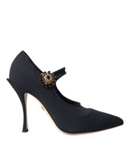 Dolce & Gabbana Black Mary Jane Jersey Crystal Pumps Shoes -   -  Dolce & Gabbana.