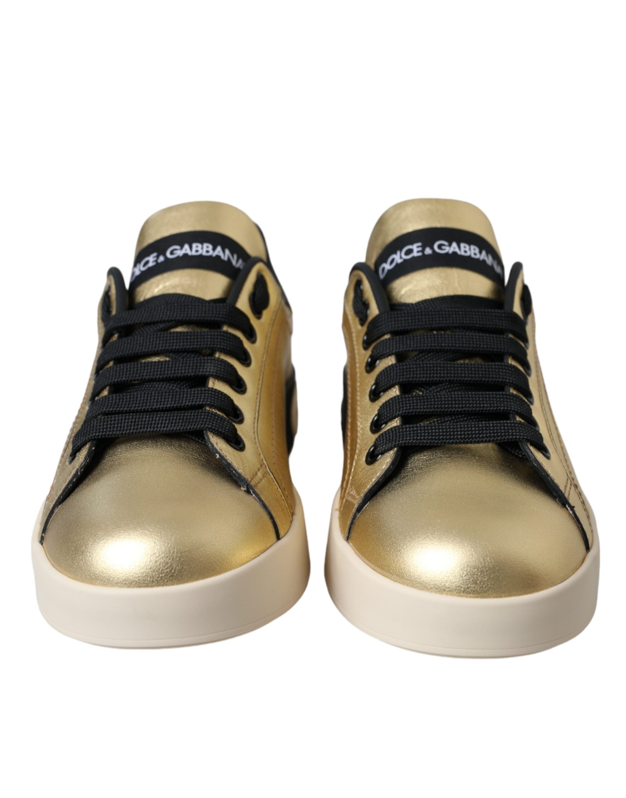Dolce & Gabbana Gold Portofino Calf Leather Sneakers Women Shoes -   -  Dolce & Gabbana. Dolce & Gabbana Gold Portofino Calf Leather Sneakers Women Shoes -   -  Dolce & Gabbana.