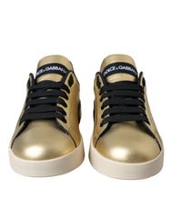 Dolce & Gabbana Gold Portofino Calf Leather Sneakers Women Shoes -   -  Dolce & Gabbana.