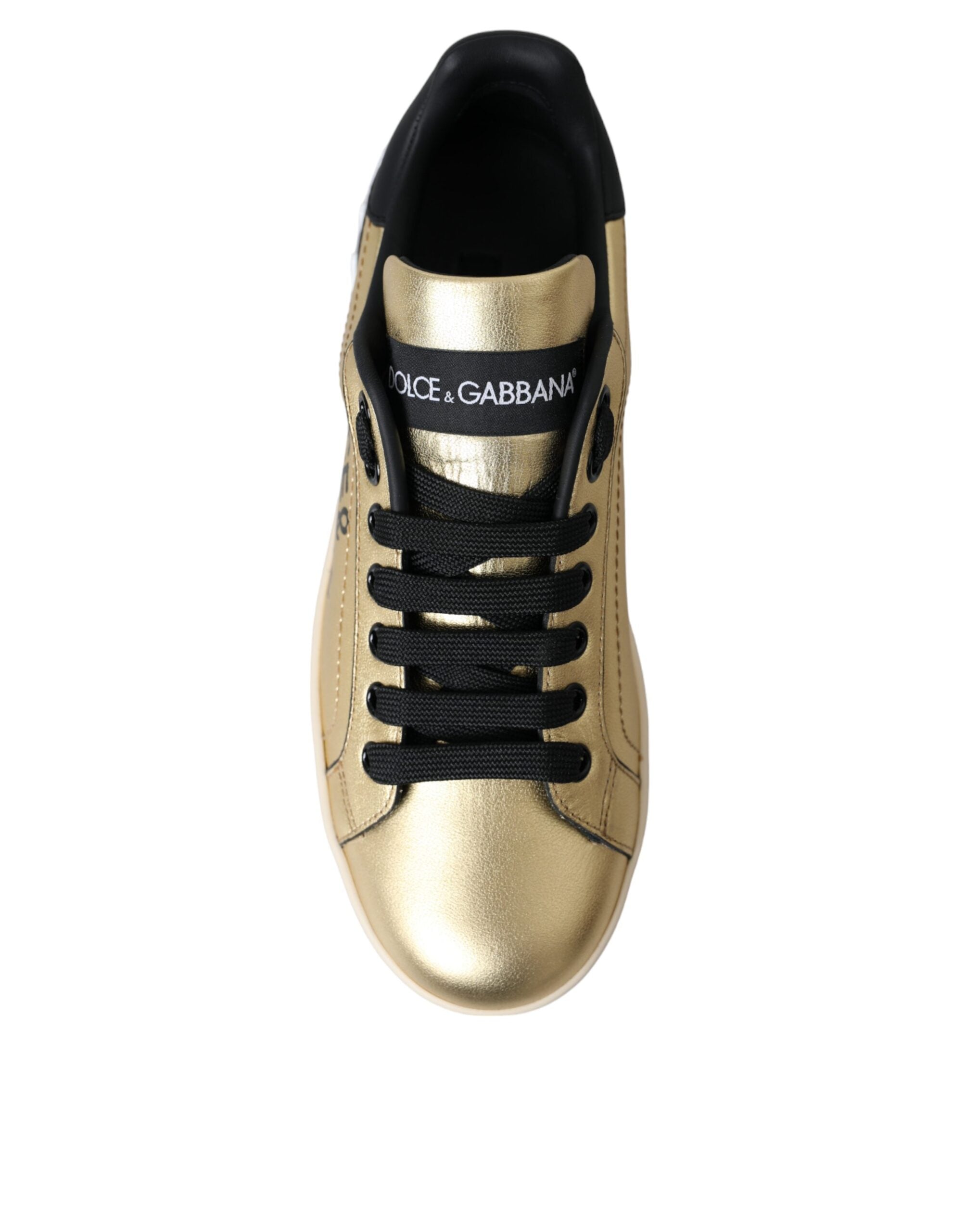 Dolce & Gabbana Gold Portofino Calf Leather Sneakers Women Shoes -   -  Dolce & Gabbana. Dolce & Gabbana Gold Portofino Calf Leather Sneakers Women Shoes -   -  Dolce & Gabbana.
