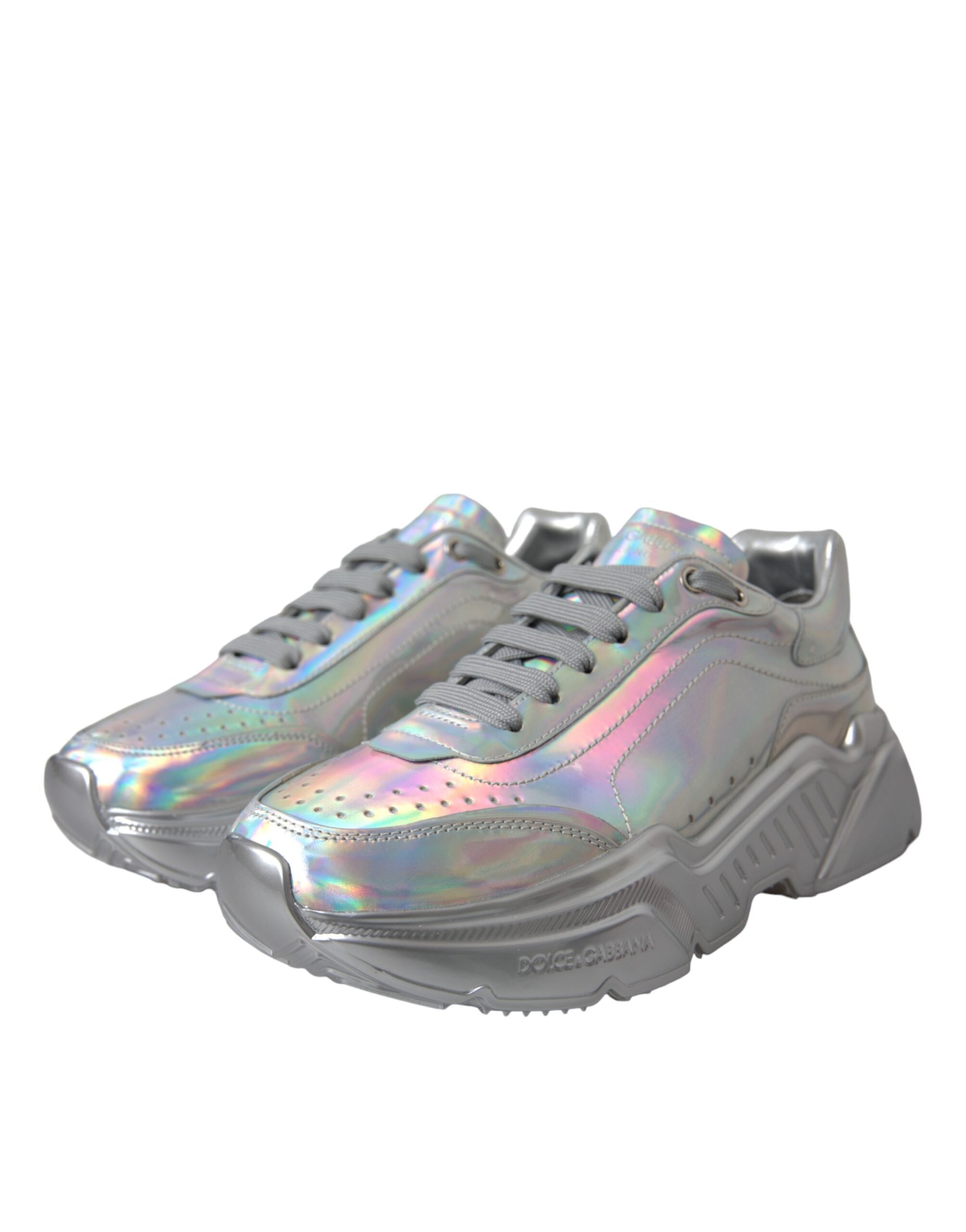 Dolce & Gabbana Silver Iridescent DAYMASTER Leather Sneakers Shoes -   -  Dolce & Gabbana. Dolce & Gabbana Silver Iridescent DAYMASTER Leather Sneakers Shoes -   -  Dolce & Gabbana.