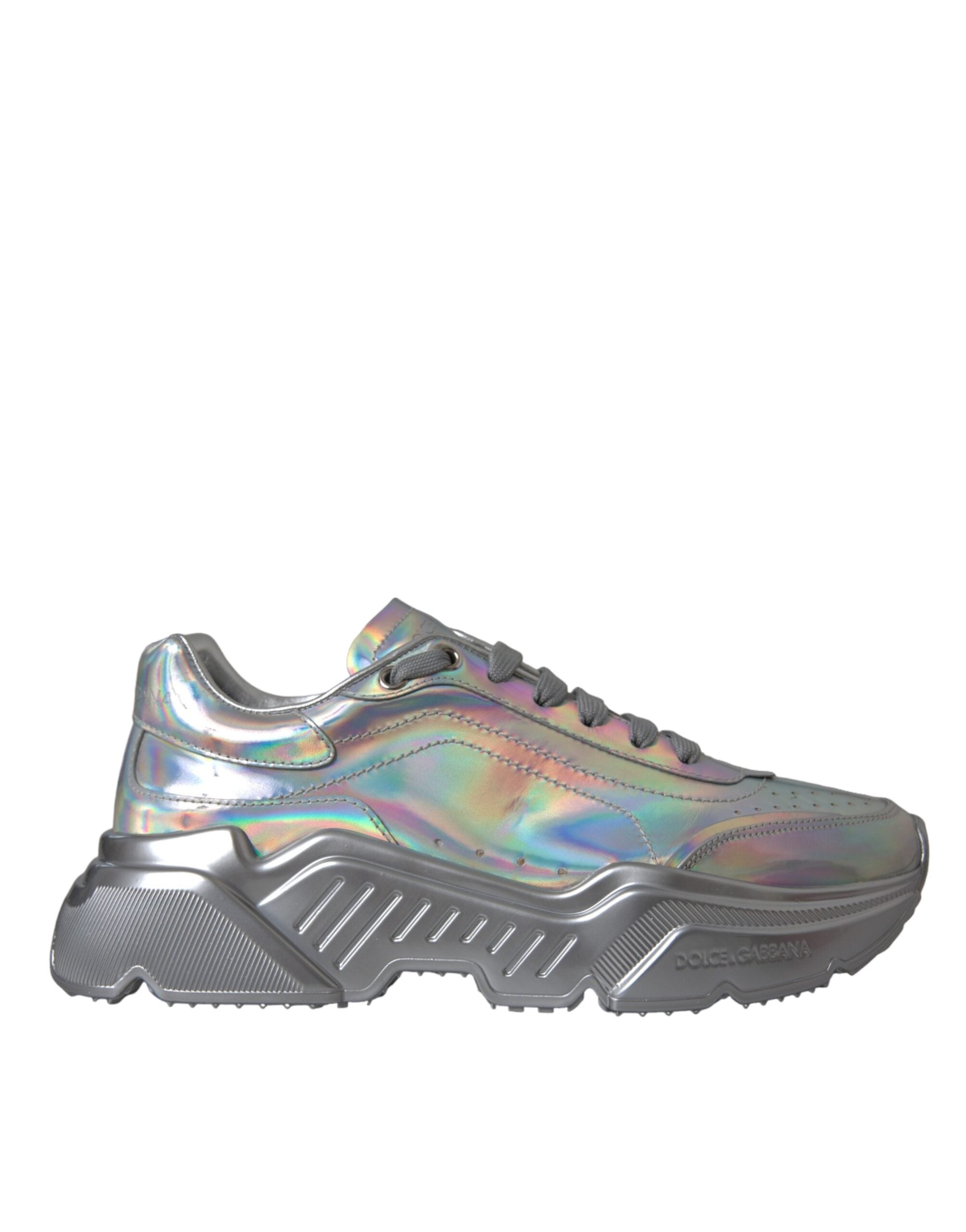 Dolce & Gabbana Silver Iridescent DAYMASTER Leather Sneakers Shoes -   -  Dolce & Gabbana.