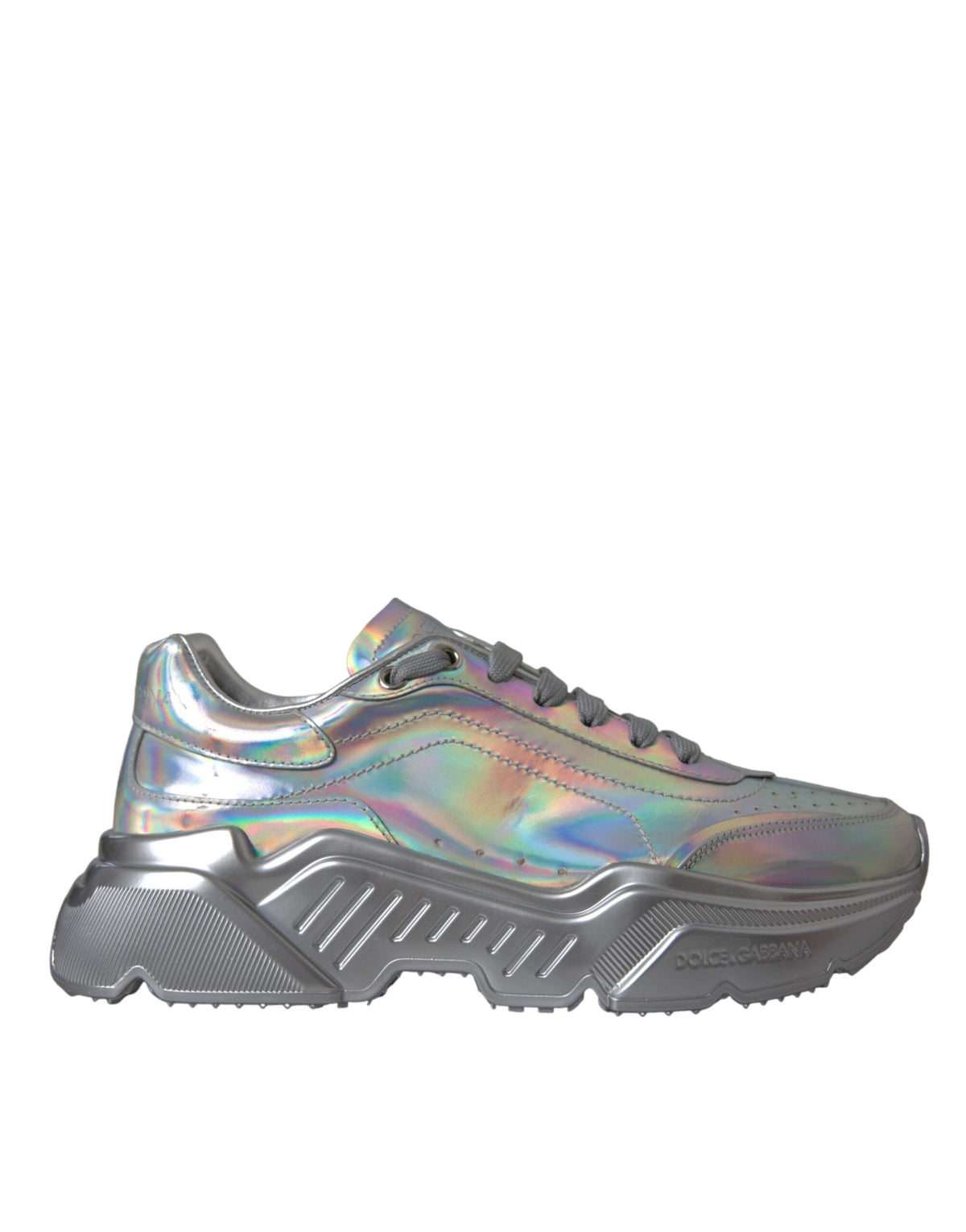 Dolce & Gabbana Silver Iridescent DAYMASTER Leather Sneakers Shoes -   -  Dolce & Gabbana.