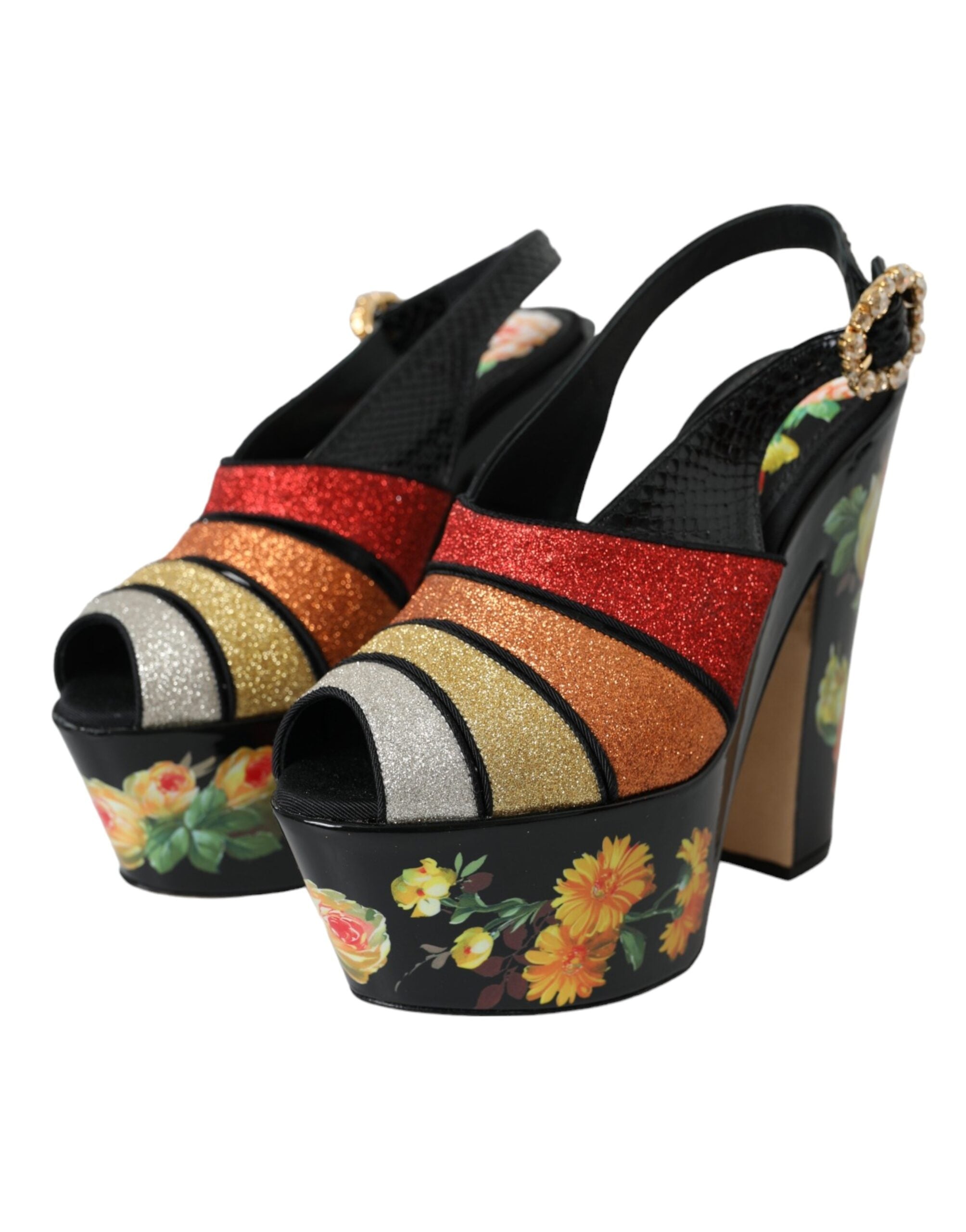 Dolce & Gabbana Multicolor Floral Crystal Platform Sandals Shoes -   -  Dolce & Gabbana. Dolce & Gabbana Multicolor Floral Crystal Platform Sandals Shoes -   -  Dolce & Gabbana.