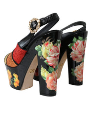 Dolce & Gabbana Multicolor Floral Crystal Platform Sandals Shoes -   -  Dolce & Gabbana.