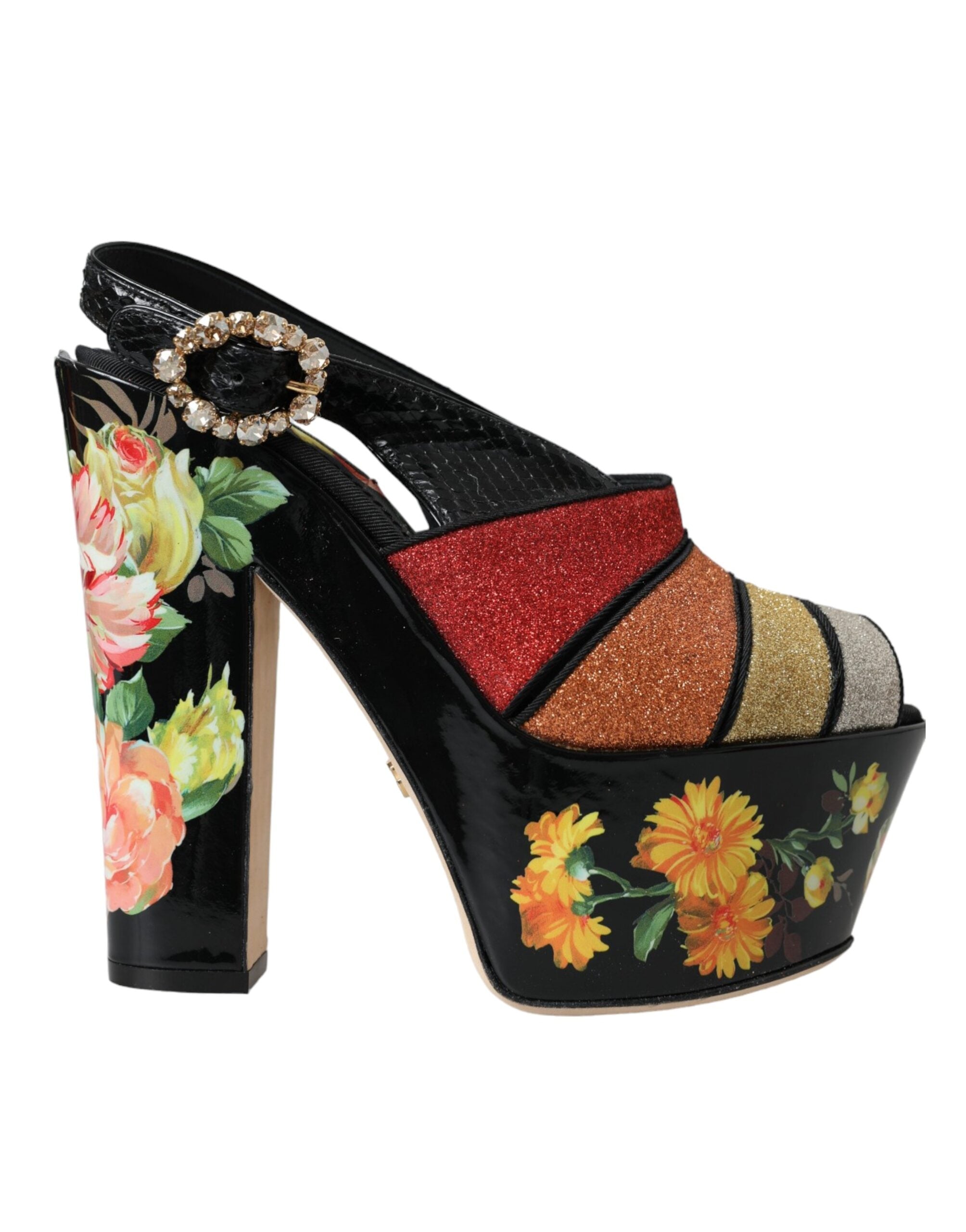 Dolce & Gabbana Multicolor Floral Crystal Platform Sandals Shoes -   -  Dolce & Gabbana. Dolce & Gabbana Multicolor Floral Crystal Platform Sandals Shoes -   -  Dolce & Gabbana.