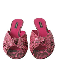 Dolce & Gabbana Pink Exotic Leather Kitten Heels Slides Shoes -   -  Dolce & Gabbana.