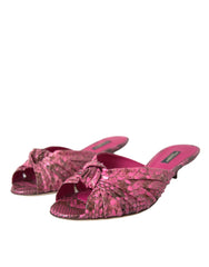Dolce & Gabbana Pink Exotic Leather Kitten Heels Slides Shoes -   -  Dolce & Gabbana.