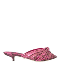 Dolce & Gabbana Pink Exotic Leather Kitten Heels Slides Shoes -   -  Dolce & Gabbana.